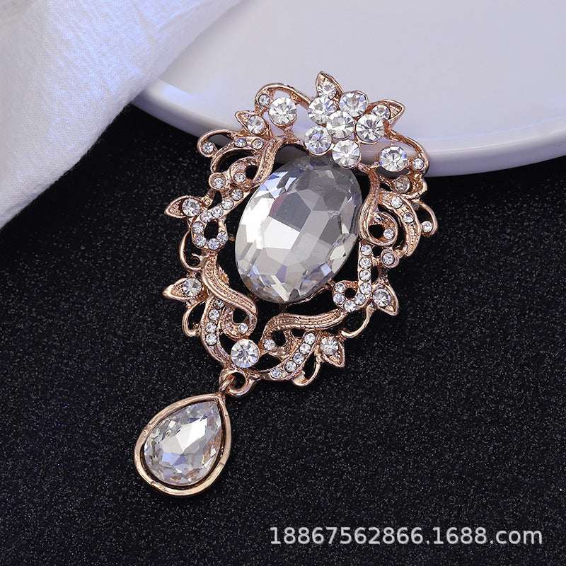 Wholesale  Diamond Pearl Flower Sun God flower brooch gem pendant