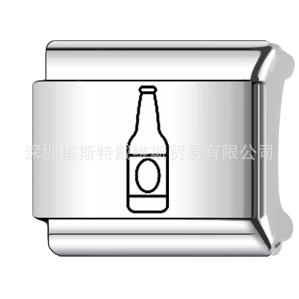 Wholesale 9mm Italian Charm Starter Bracelets DIY square Single Section Creative Stainless Steel Composable Bracelet