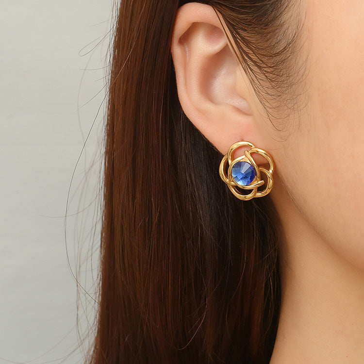 Wholesale Stainless Steel Diamond Earrings European American Style Fashion Accessory for Women