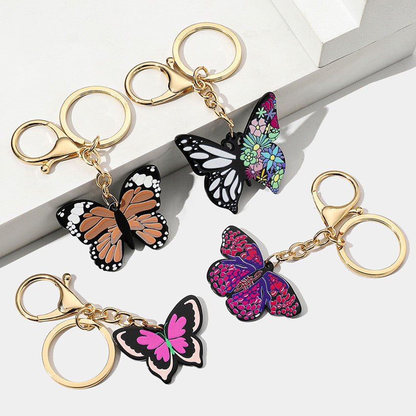 Wholesale Colorful Mixed Color Butterfly Keychain Creative Keychain ACC-KC-RongR024