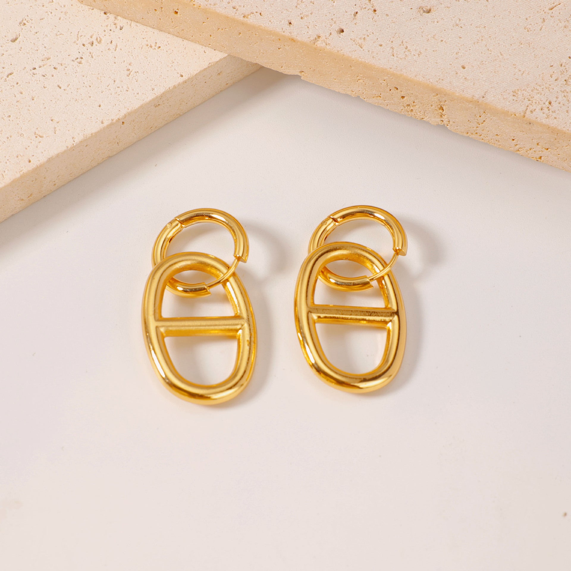 Wholesale Luxury Stainless Steel Heart and Flower Earrings