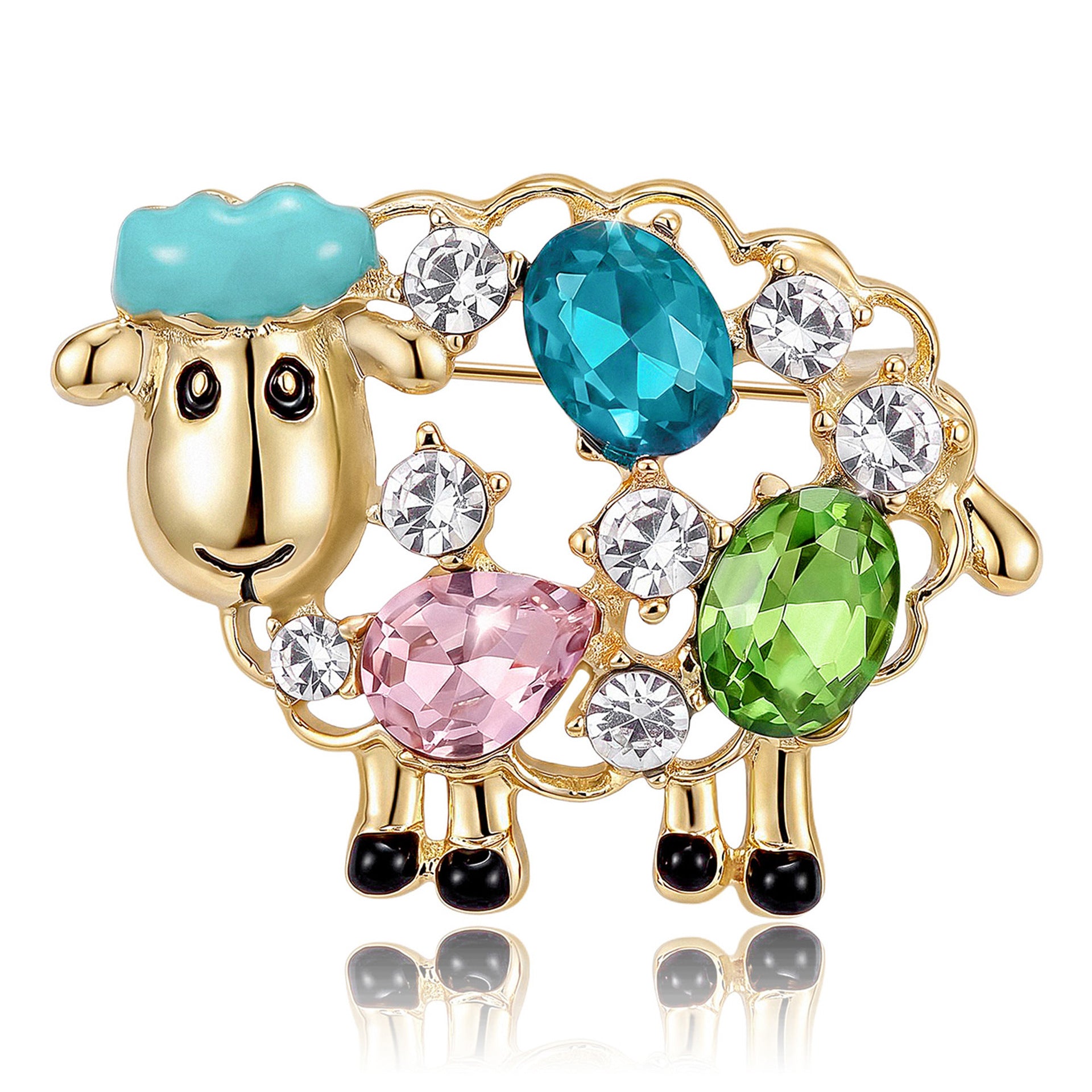 Wholesale Stylish Rhinestone Sheep Brooch Animal Shape Alloy Pin Fashion Accessory