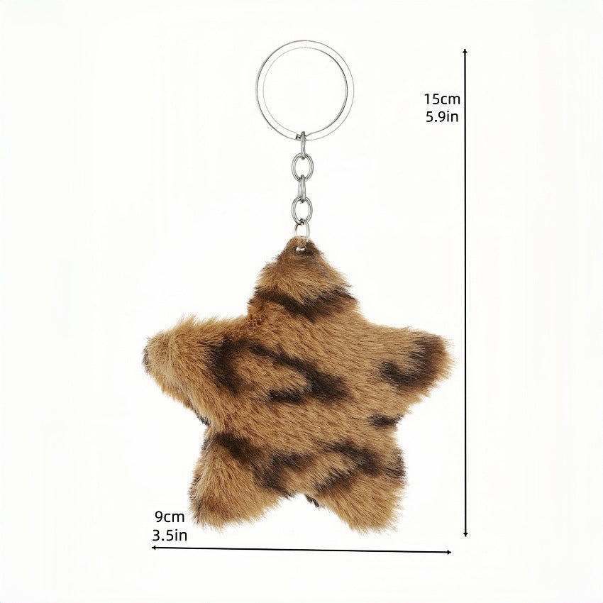 Wholesale plush star  pendant leopard print Keychain