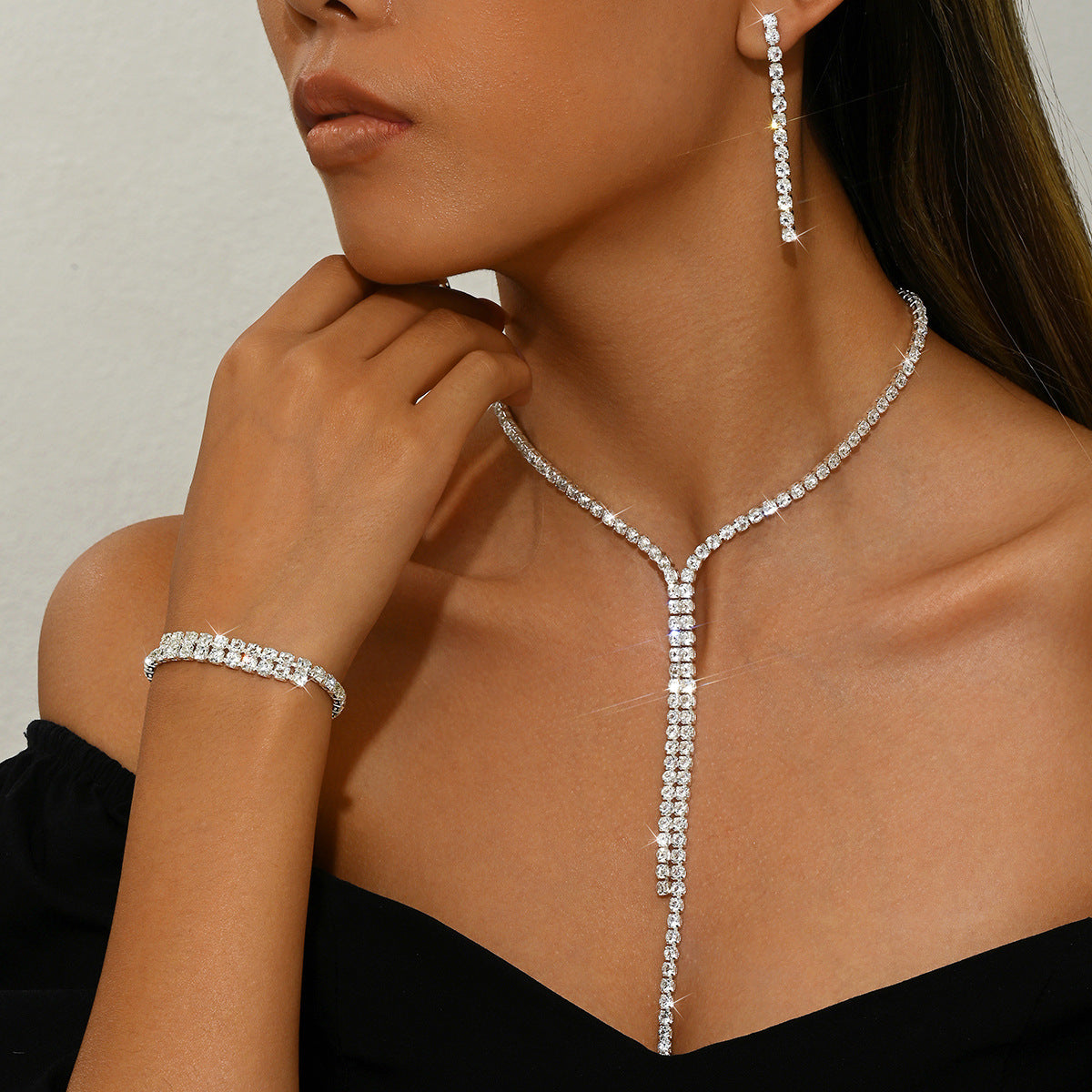 Wholesale bridal long tassel necklace earrings bracelet necklace jewelry suit