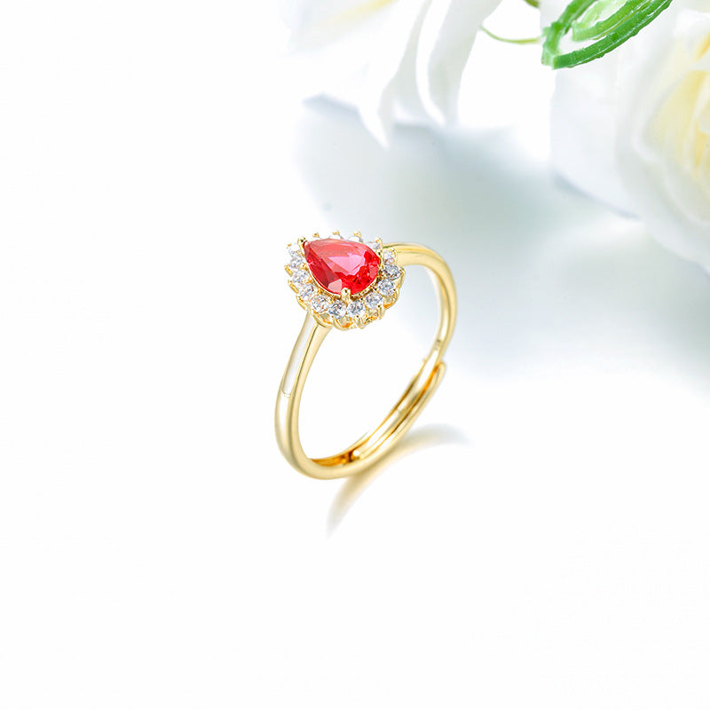 Wholesale Alloy Electroplated Ring with Drop-Shaped Gemstone,  Fashion Jewelry Accessory for Women