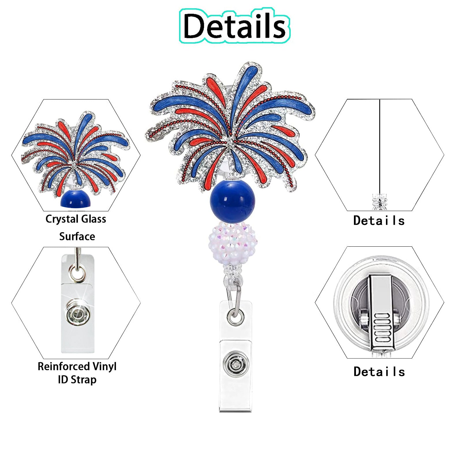 Wholesale Acrylic Retractable Badge Reel USA Bow Design Party Favor DIY Accessory