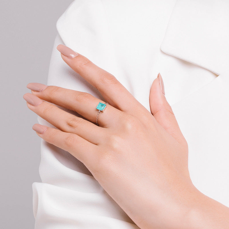 Wholesale  s925 sterling silver Paraiba tourmaline female ring