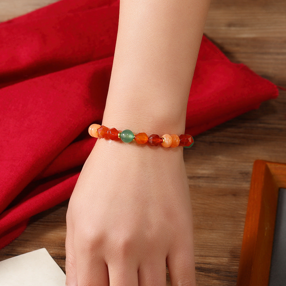 Wholesale Retro Ethnic Colorful Irregular Natural Stone Bracelet Anniversary Celebration Gift Jewelry Accessory