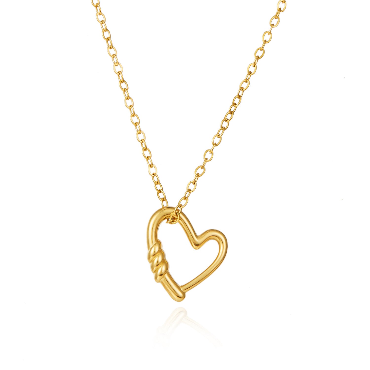 Wholesale  Stainless Steel Hollow Heart-shaped Love Bow Pendant Necklace