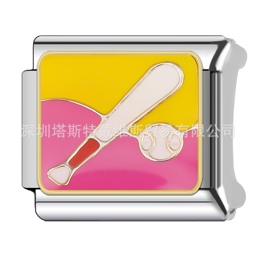 Wholesale 9mm Italian Charm Starter Bracelets DIY square Single Section Creative Stainless Steel Composable Bracelet