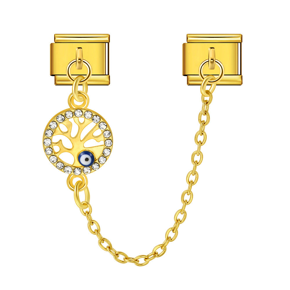 Wholesale  Italian Charm Bracelet 9mm DIY Devil' s Eye Hook Creative Stainless Steel Composable Bracelet