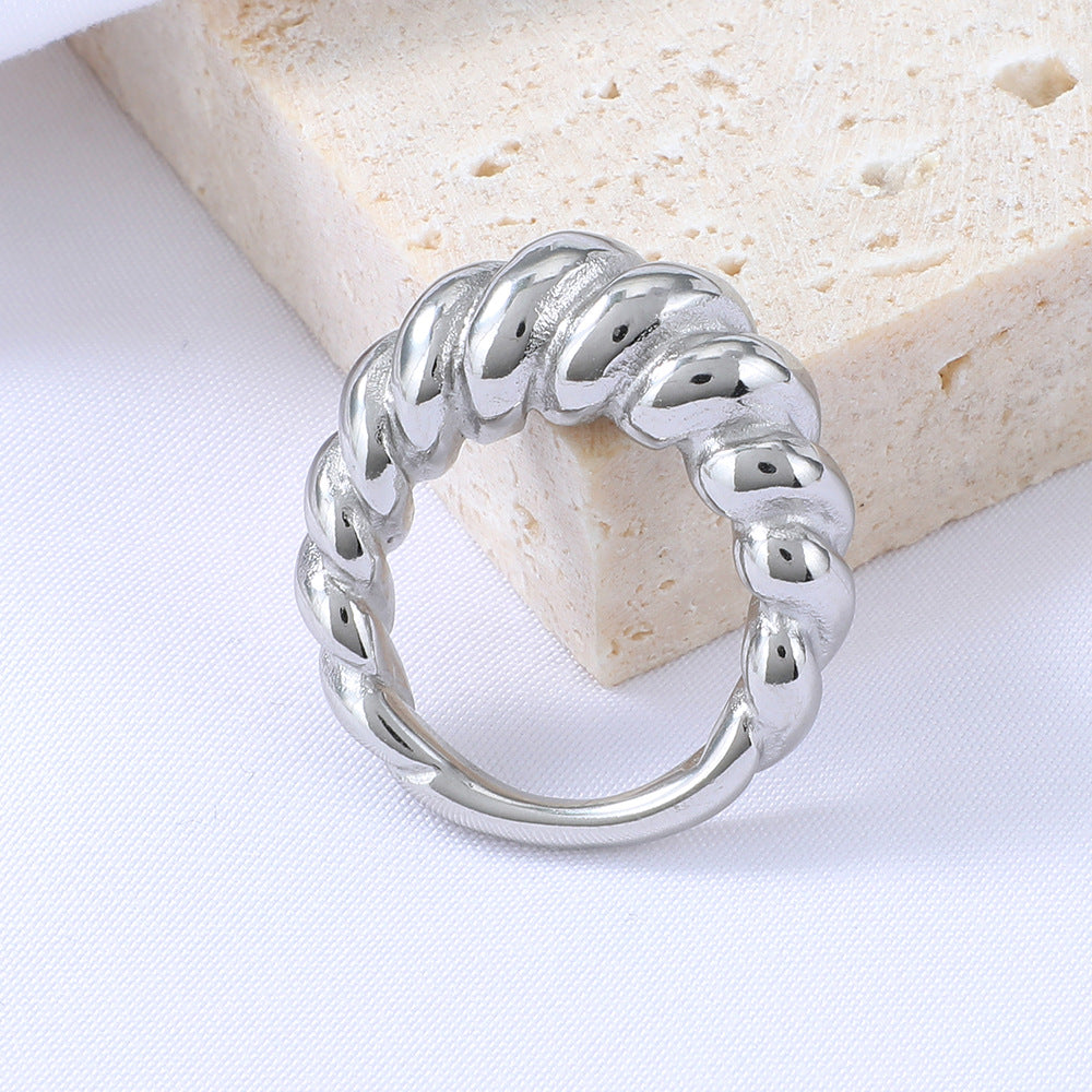 Wholesale Punk Style Exaggerated Twist Pattern Stainless Steel Rings ACC-RS-YunHe005
