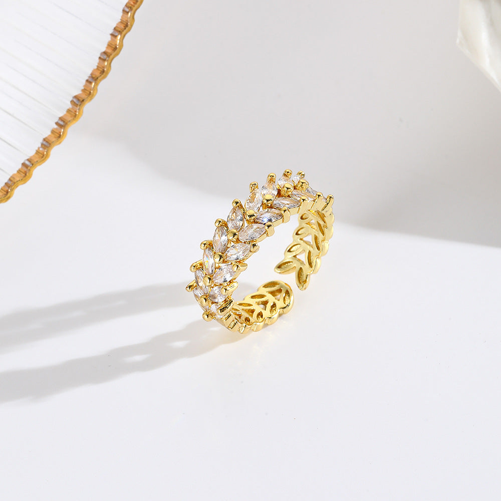 Wholesale Wheat Ear Copper Plated 18K Adjustable Ring