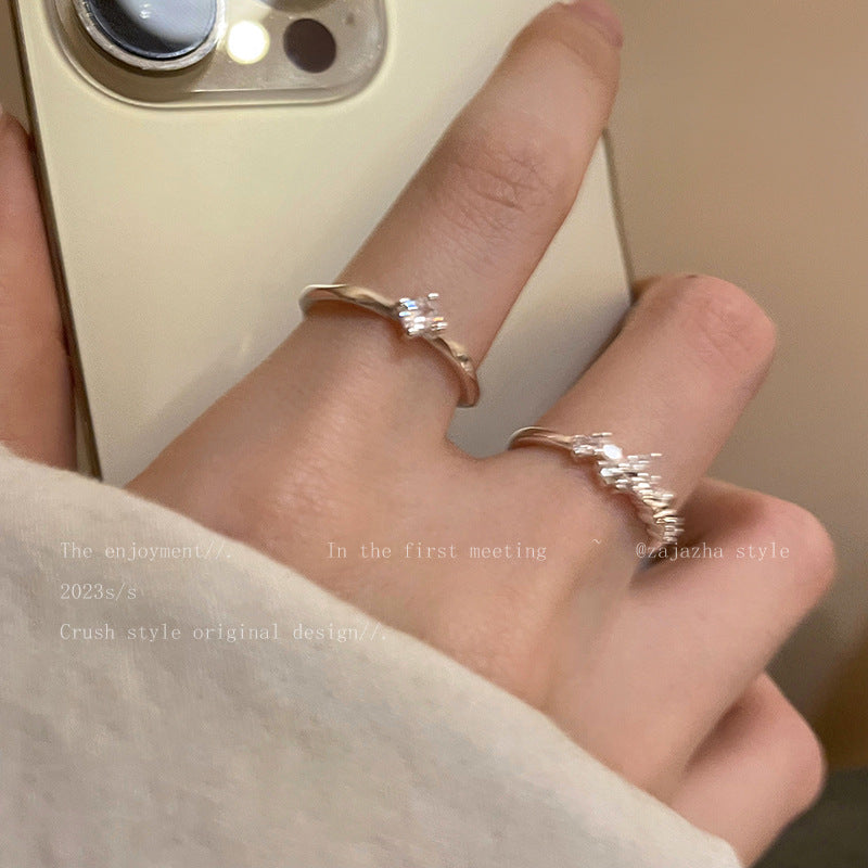 Wholesale Modern Butterfly Zircon Open Ring For Women Copper Electroplated Jewelry Accessory For Boutique Resale