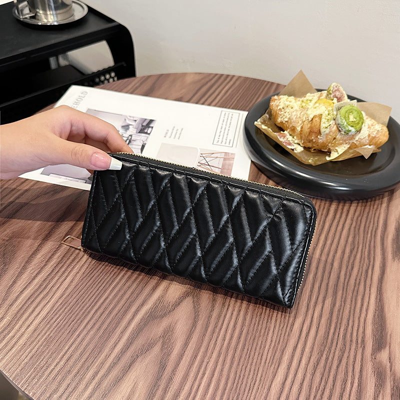 Wholesale PU Embroidery Thread Long Zipper Wallet ACC-WT-Kuans011