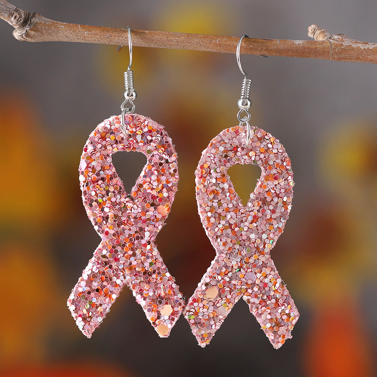 Wholesale PU Leather Pink Ribbon Drop Earrings ACC-ES-ChuLian101