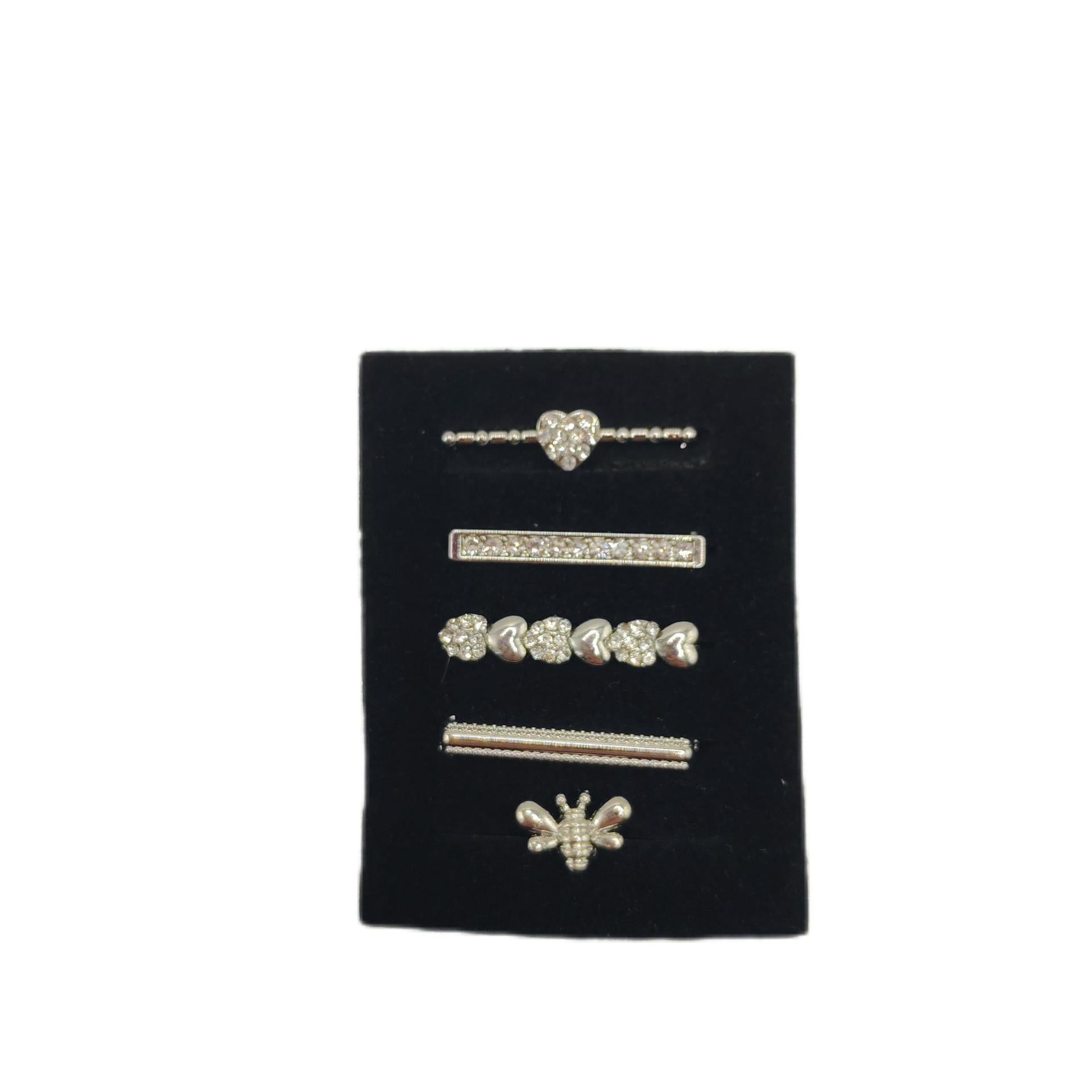 Wholesale Bee Rhinestone Five Piece Watch Band Charm Set For Silicone Band Gold Alloy Fashion Accessory