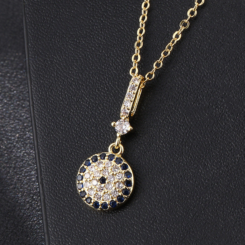 Wholesale Chic Demon Eye Pendant Necklace Copper Electroplated O Shaped Chain Stylish Jewelry Accessory For Boutique Resale