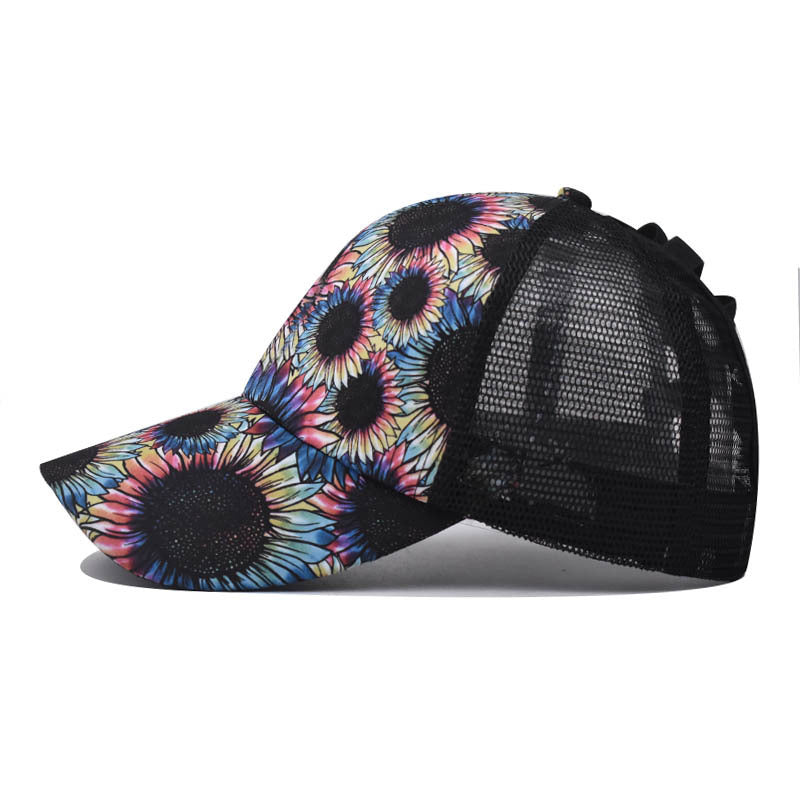 Wholesale Printed Baseball Cap With Ponytail Opening For Women Adjustable Curved Brim Summer Sun Protection Fashion Accessory