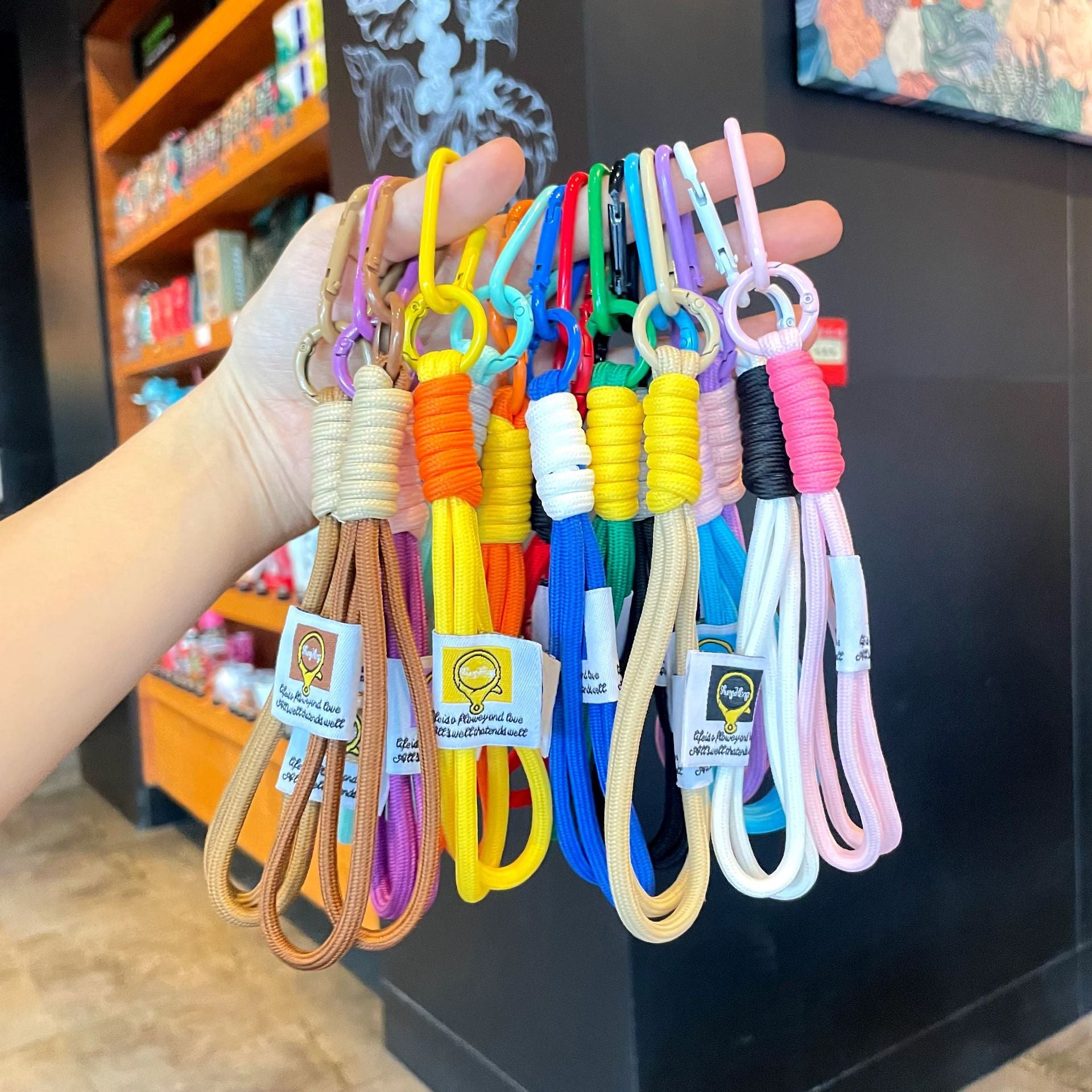 Wholesale Minimalist Handmade Woven Rope Keychain Contrasting Color Bag Charm Boutique Resale