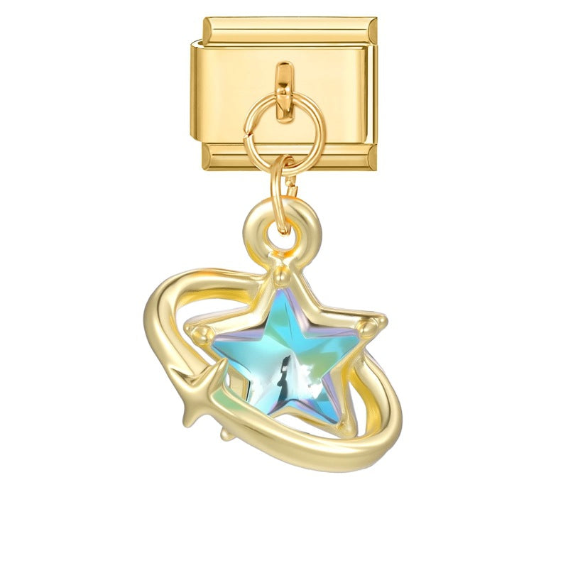 Wholesale Italian Charm Bracelet 9mm DIY Splicing Colored Gold Pendant Stainless Steel Composable Bracelet