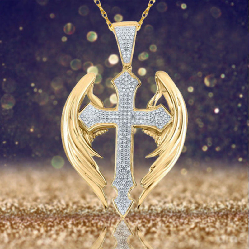 Wholesale  cross retro necklace fairy wings necklace