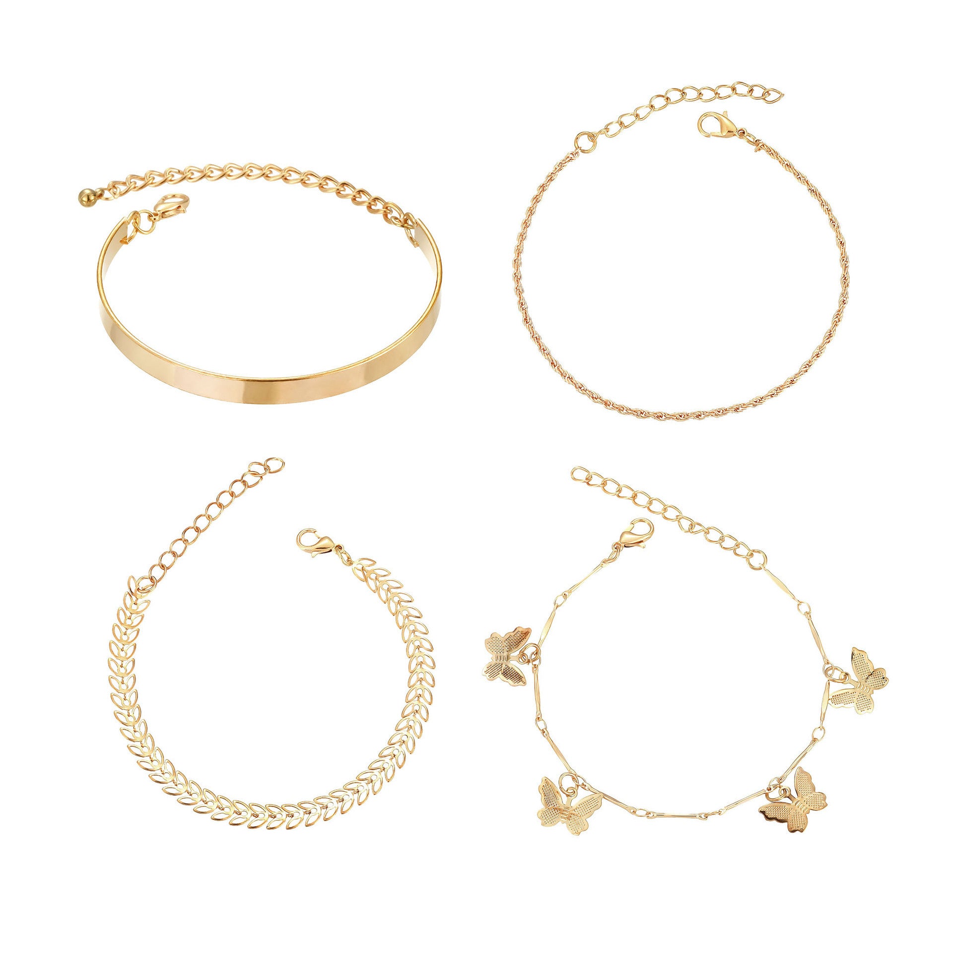 Wholesale Butterfly Leaf Twist 4-Piece Bracelet Set