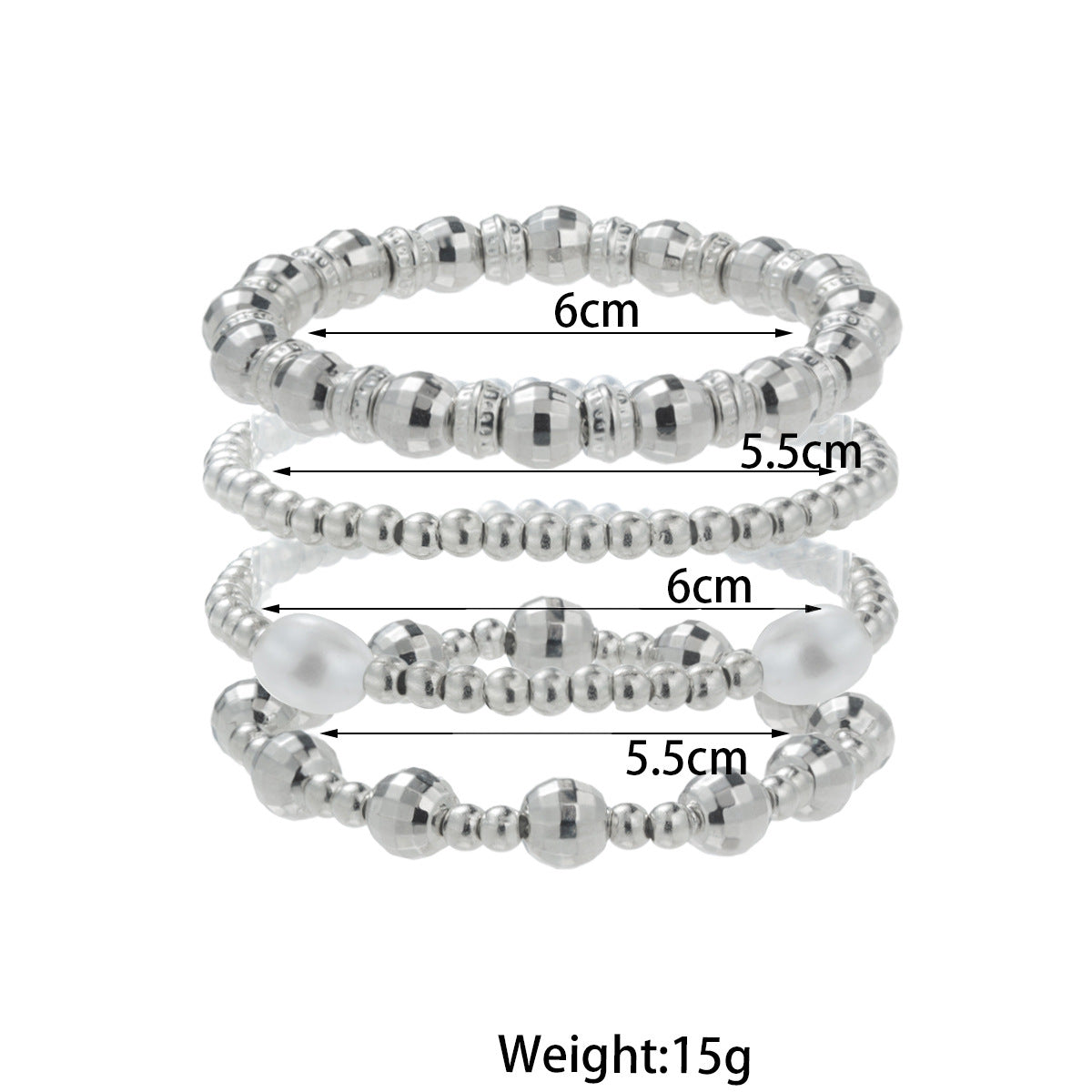 Wholesale Oval Pearl CCB Large and Small Beaded Elastic Women's Bracelet