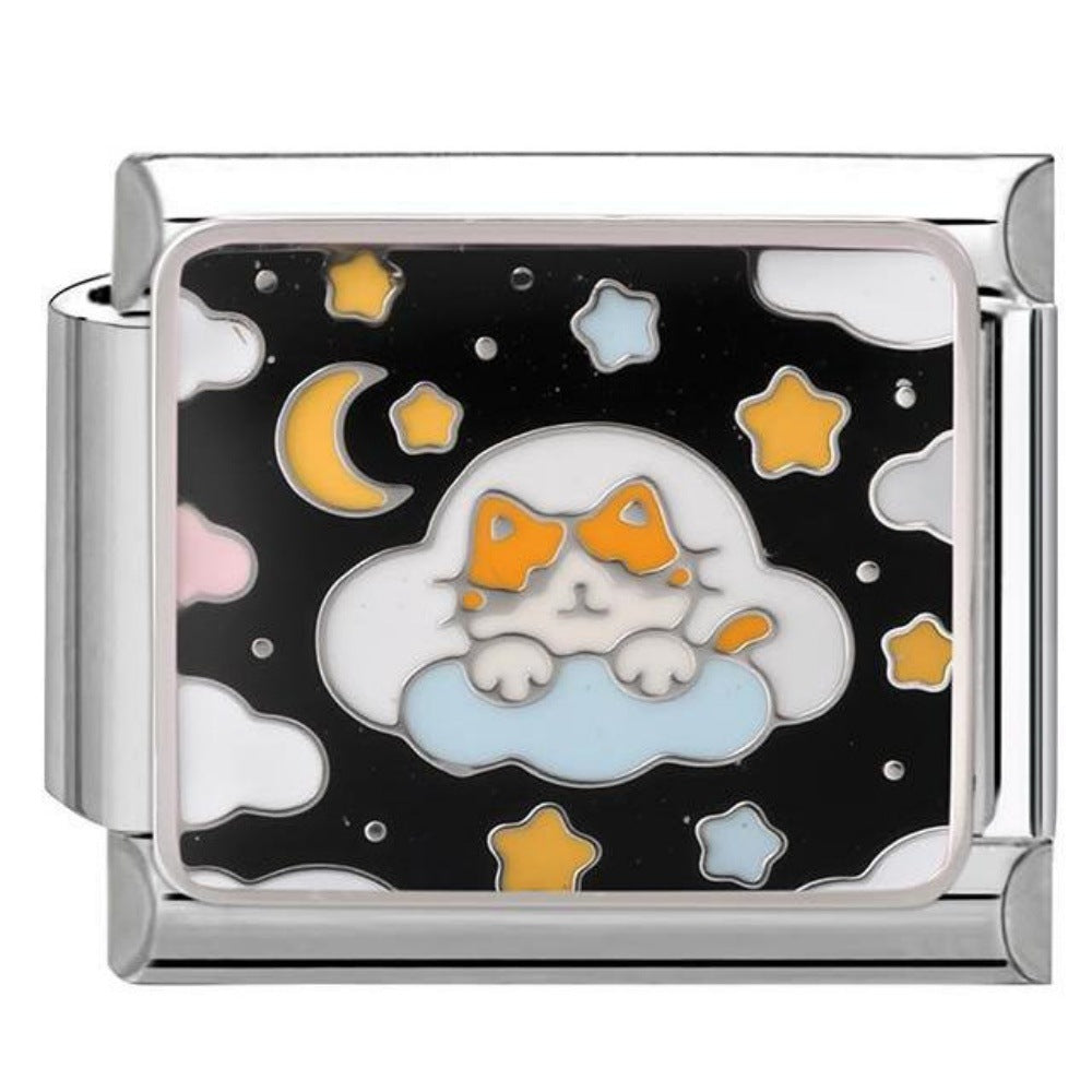 Wholesale Stylish DIY Italian Charms Bracelet With Cat Design Titanium Steel Craft Supply For Jewelry Making