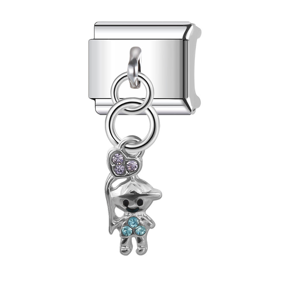 Wholesale Italian Charm Bracelet 9mm DIY Splicing Racing Statue of Liberty Stainless Steel Composable Bracelet