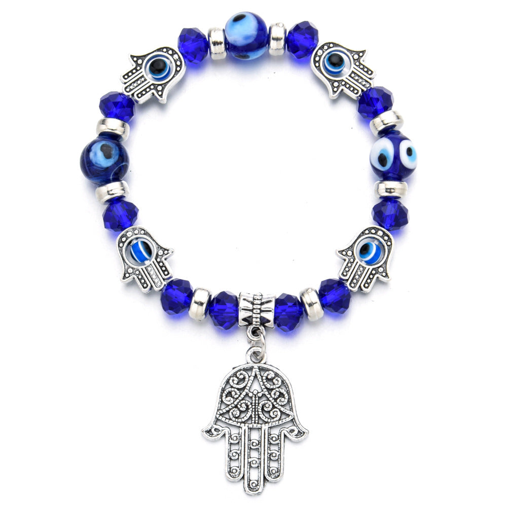 Wholesale Alloy Evil Eye Beaded Bracelet Vintage Pendant Charm Travel Souvenir Jewelry Accessory