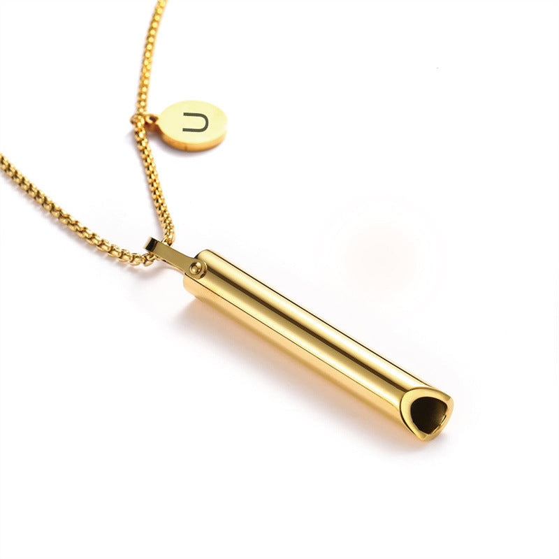 Wholesale Whistle with Letters Stainless Steel Pendant Necklaces ACC-NE-MS033