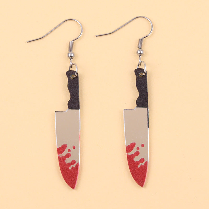 Wholesale  Halloween Acrylic Earrings Blood Mirror Dagger Chopper Axe Earrings
