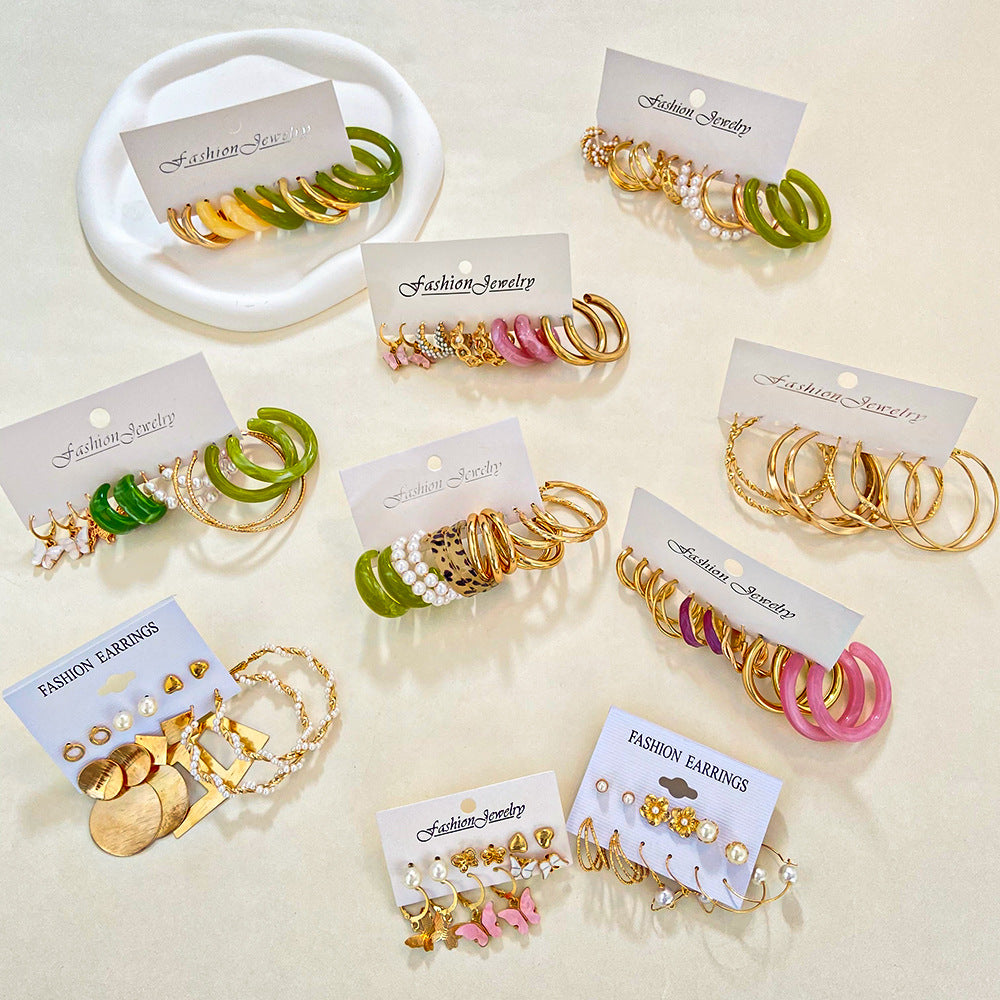 Wholesale Vintage Leopard Acrylic C-Shaped Acetate Earring Sets ACC-ES-MY025