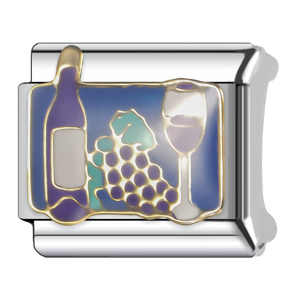 Wholesale Italian Charm Bracelet 9mm DIY Splicing Fruit and Vegetable Series Stainless Steel Composable Bracelet