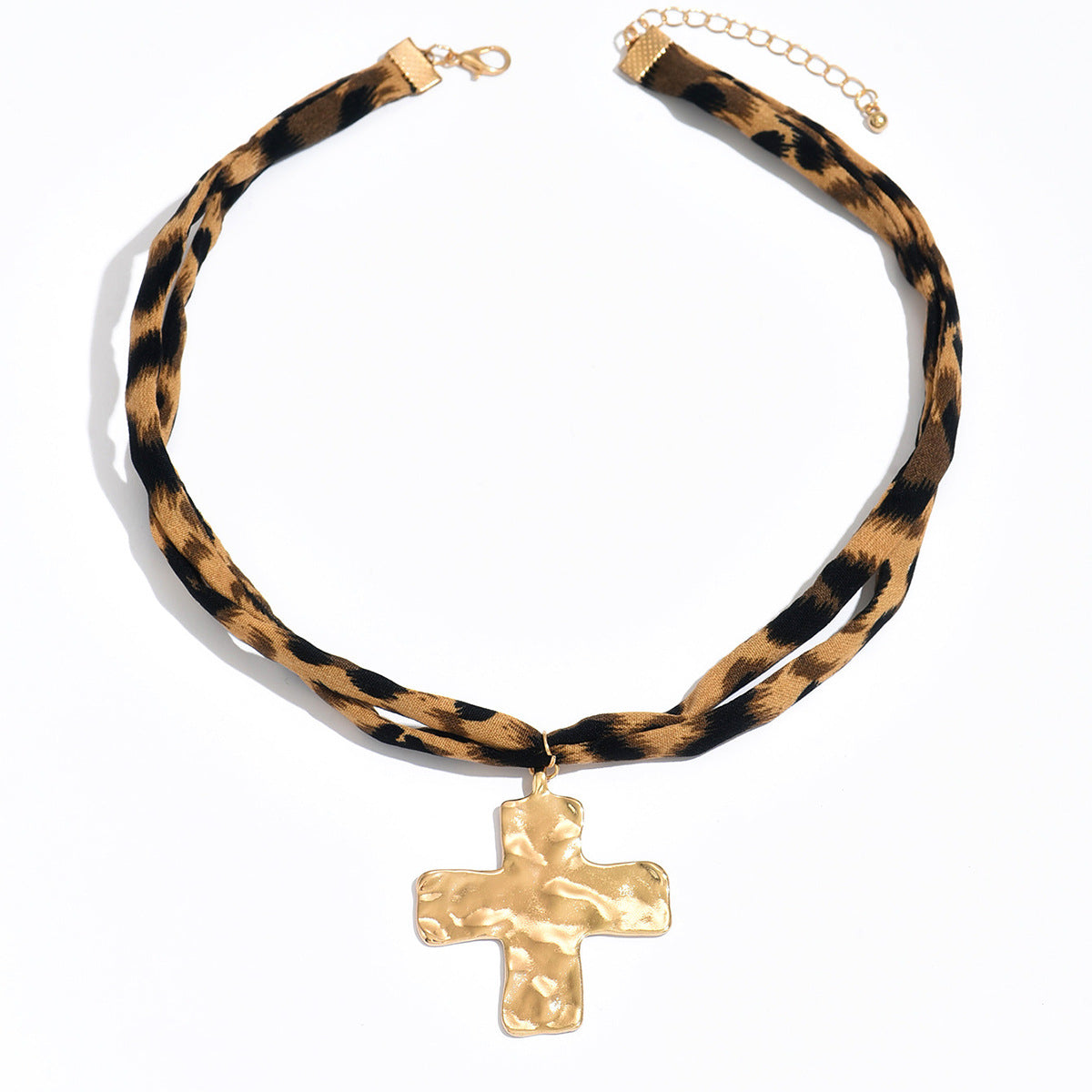 Wholesale Leopard Print Flower Love Cross Pendant Necklace