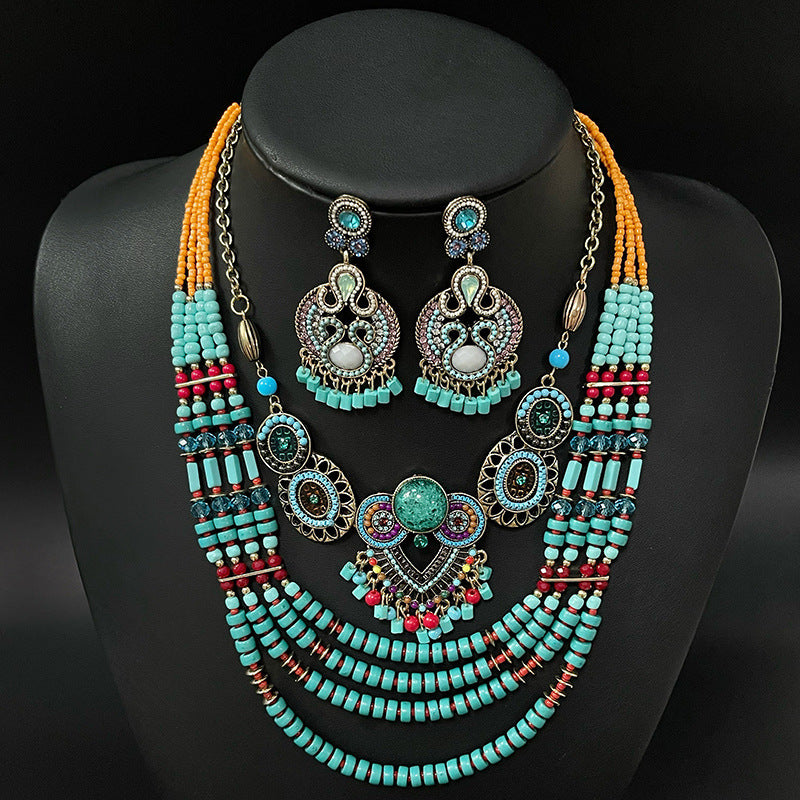 Wholesale Ethnic Bohemian Rice Beads Necklaces Earrings Jewelry Set ACC-NE-Jicai002