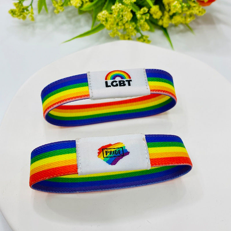 Wholesale LGBT Rainbow Elastic Band Six Color Bracelets ACC-BT-Guangg002