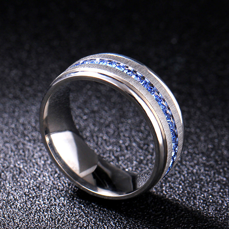 Wholesale Titanium Steel Blue Diamond Ring Pinky Ring Men's Rings ACC-RS-GouYa006