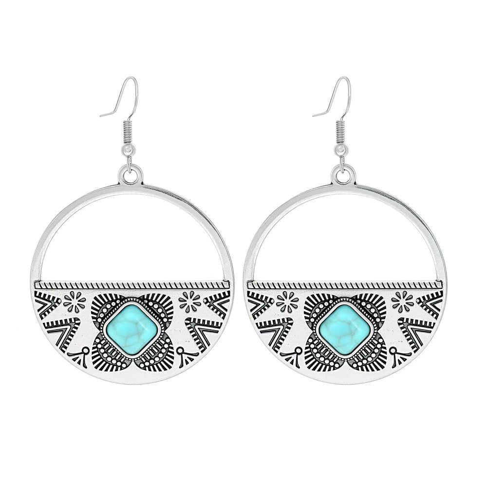 Wholesale Ethnic Style Geometric Acrylic Turquoise Earrings for Women Fashion Jewelry