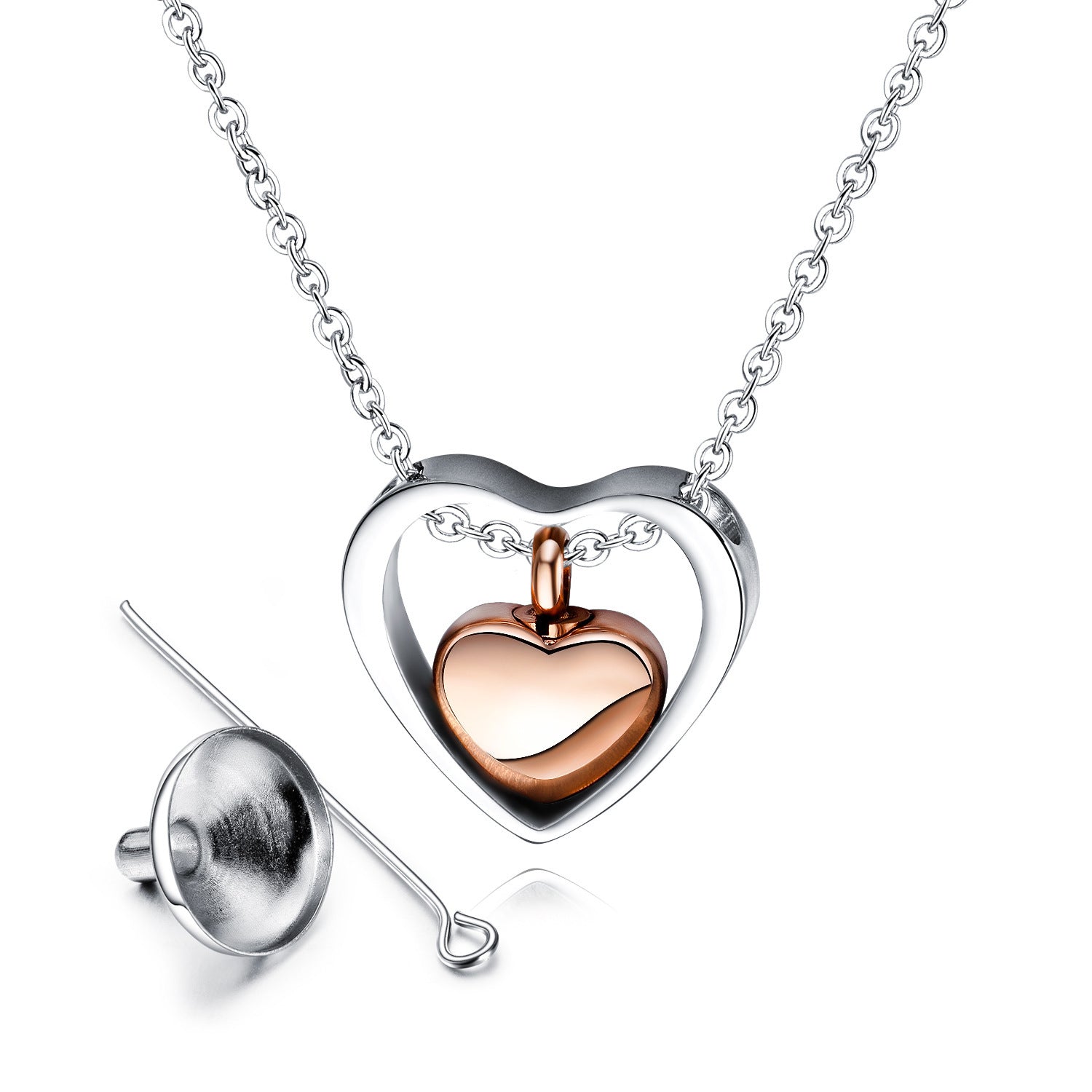 Wholesale  stainless steel  pet urn can be opened heart necklace