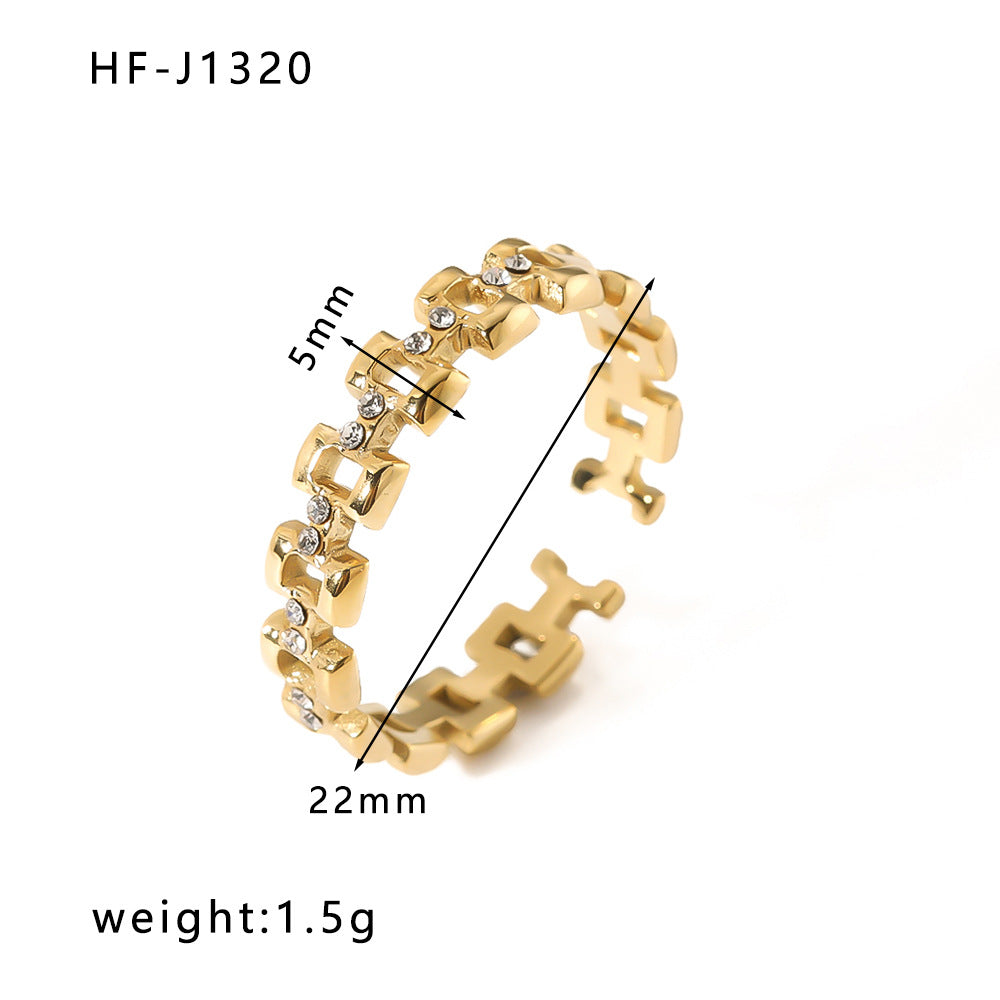 Wholesale Vintage Open Zircon Inlaid Stainless Steel Rings ACC-RS-XinY013