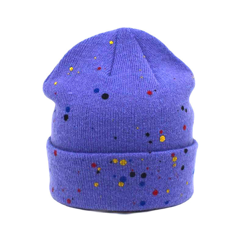 Wholesale  colorful polka dot graffiti knitted hat