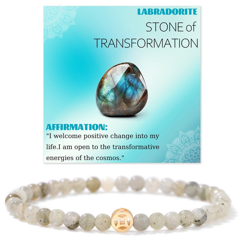 Wholesale Natural Crystal Bracelet 4mm Handmade Beaded Copper Bracelet