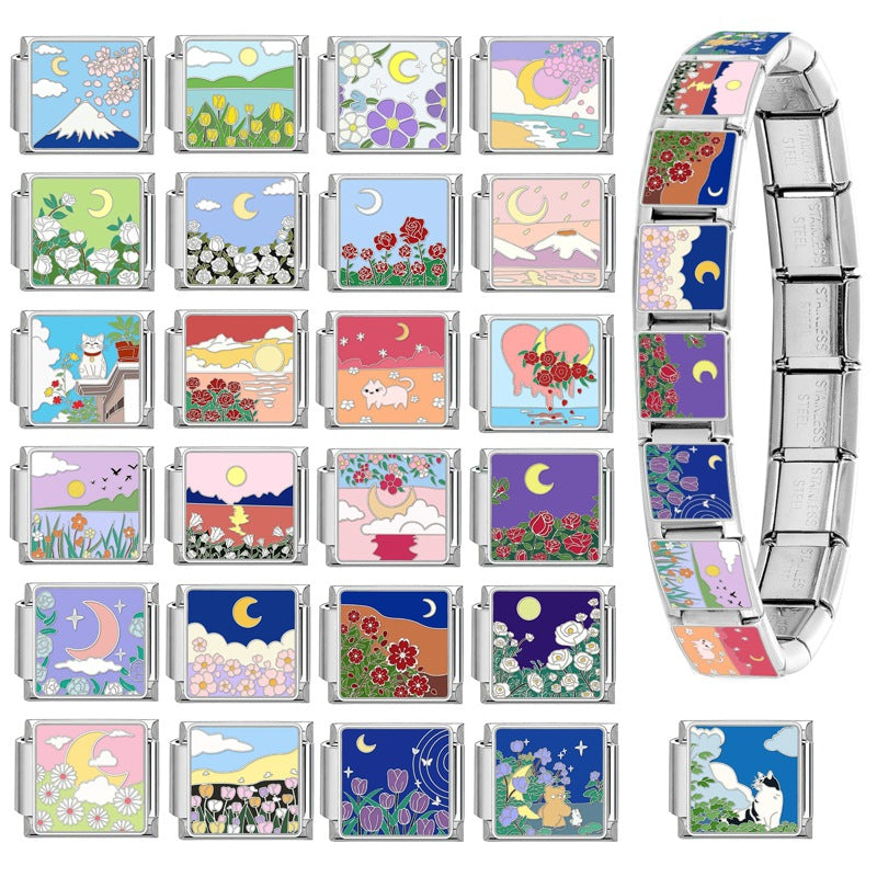 Wholesale Italian Charm Bracelet 9mm DIY Splicing Cute Creative Pendant Stainless Steel Composable Bracelet