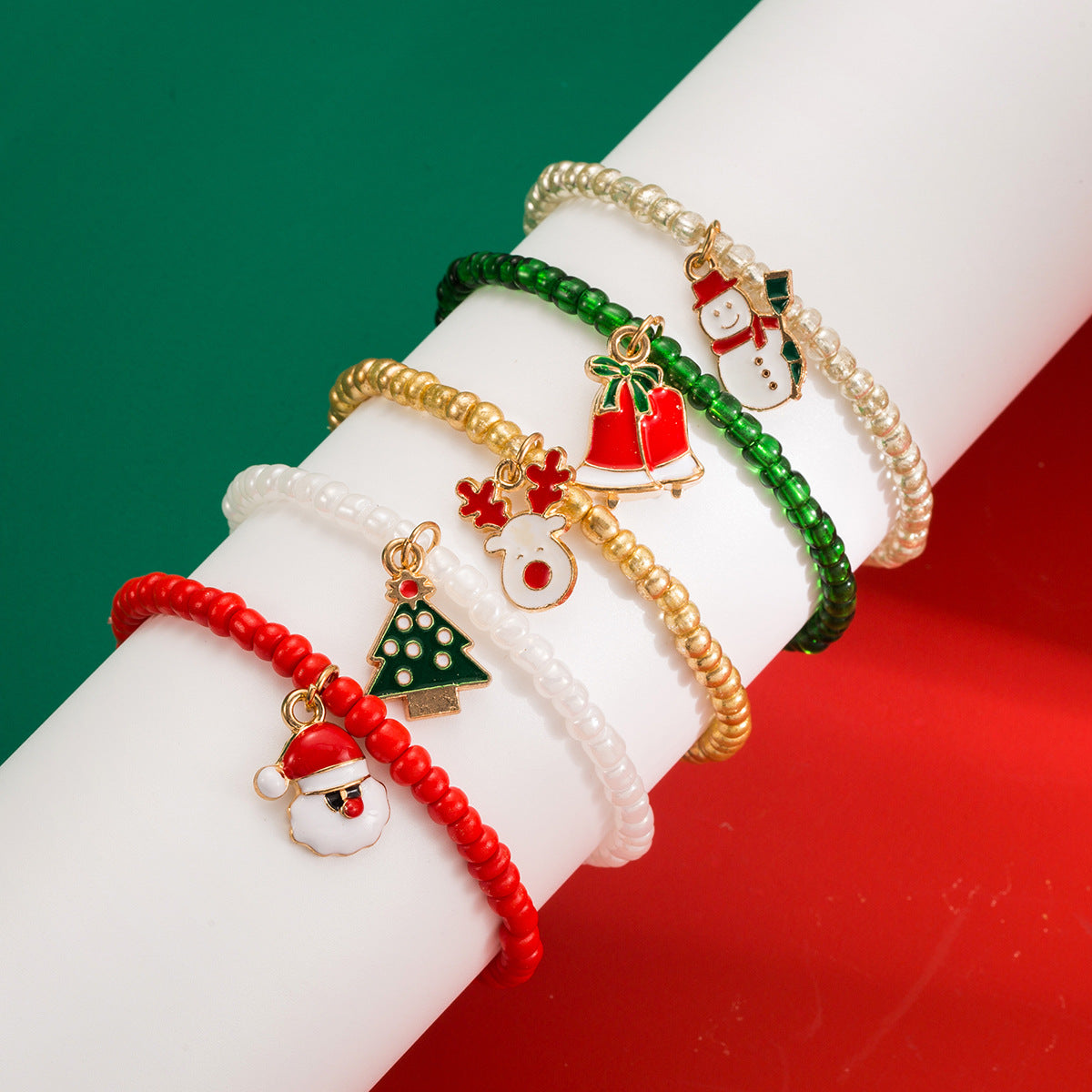Wholesale Cute Cartoon Santa Christmas Tree Deer Head Snowman Pendant Bracelet