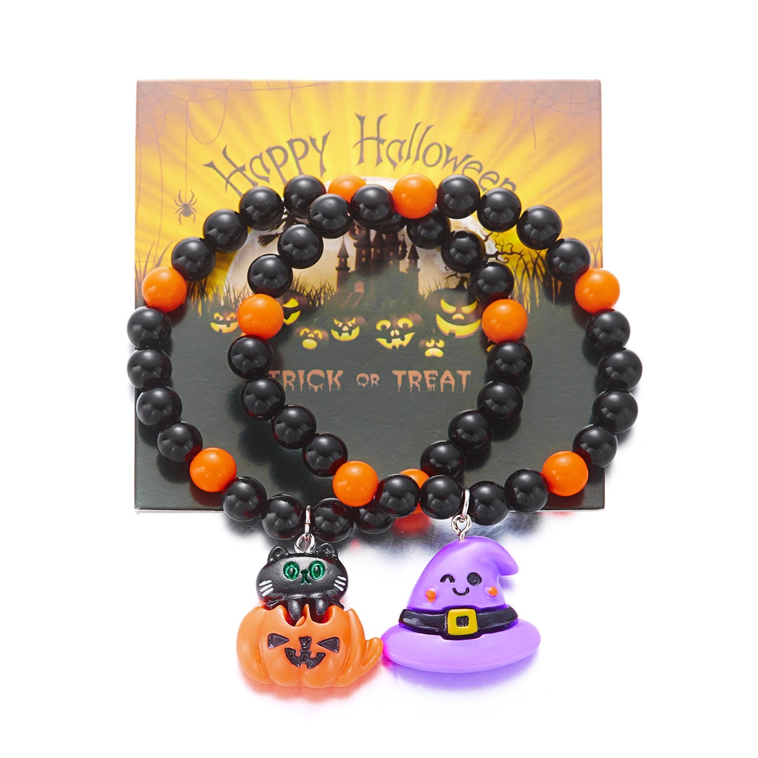 Wholesale  Halloween Pumpkin Cat Couple Bracelet