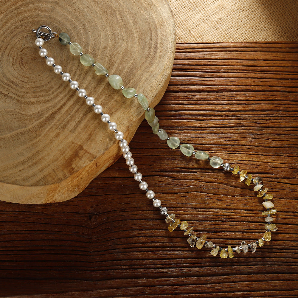 Wholesale  Yellow Crystal Pearl Hand-woven Irregular Gravel Bead Combination Bracelet