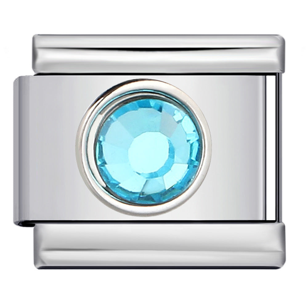 Wholesale Italian Charm Bracelet 9mm DIY Splicing Removable Circle Colored Stone Stainless Steel Composable Bracelet