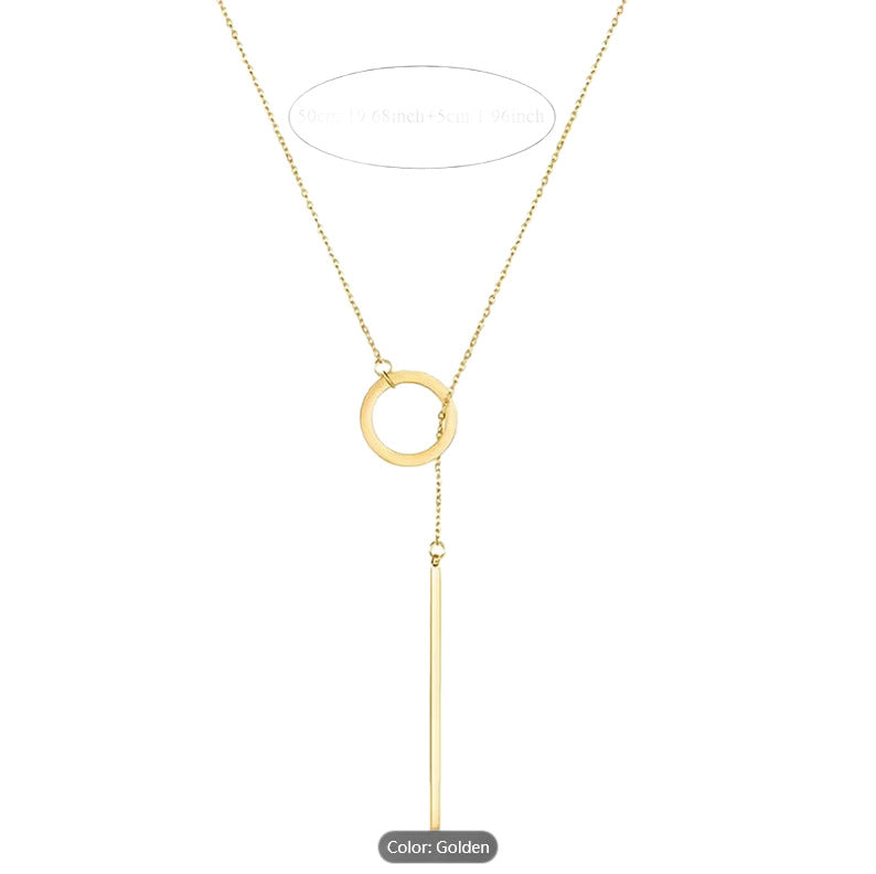 Wholesale Minimalist Geometric Circle and Bar Pendant Clavicle Necklace